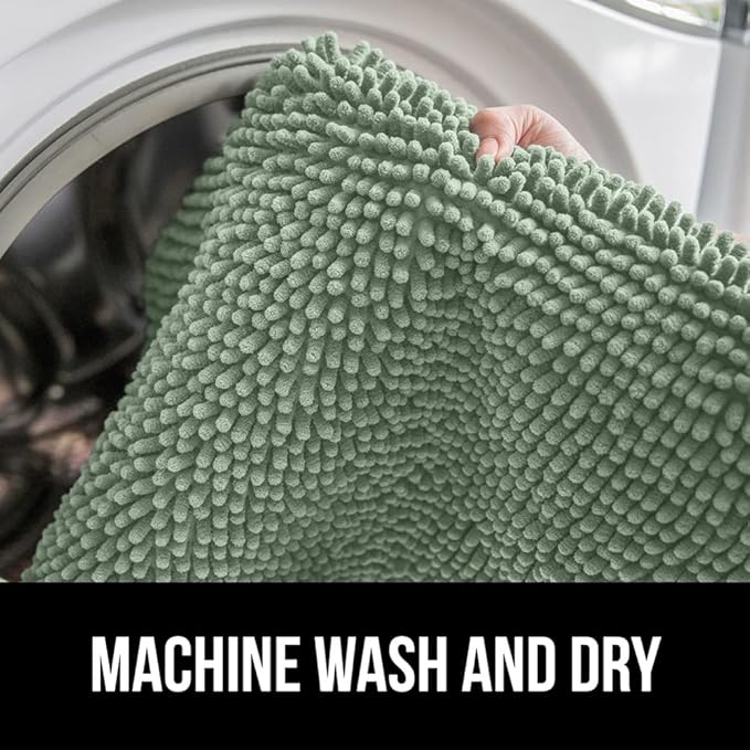 GORILLA GRIP Bathroom Rug Sets, Soft Chenille 2 Piece Area Rugs Set, Toilet Base Mat and 30x20 Carpet, Absorbent Microfiber Washable Mats Dry Quickly, Home Décor and Bath Room Accessories Sage Green