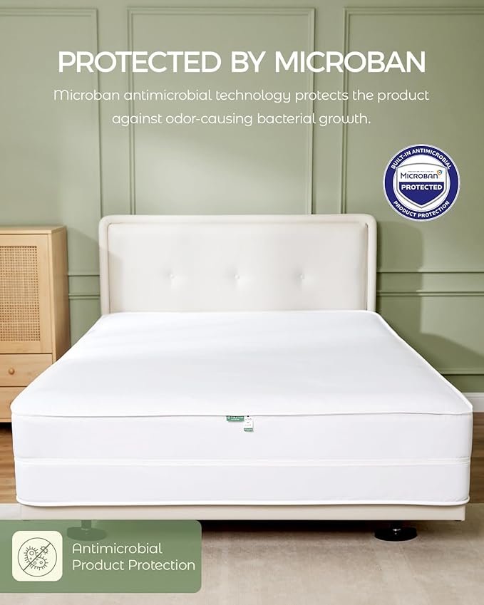 FAUNNA Zippered Mattress Encasement, 100% Cotton Bed Bug and Dust Mite Proof Mattress Protector, Hypoallergenic, Antibacterial Protection, Noiseless Zipper, Six-Sided Cover (King 16" Deep)