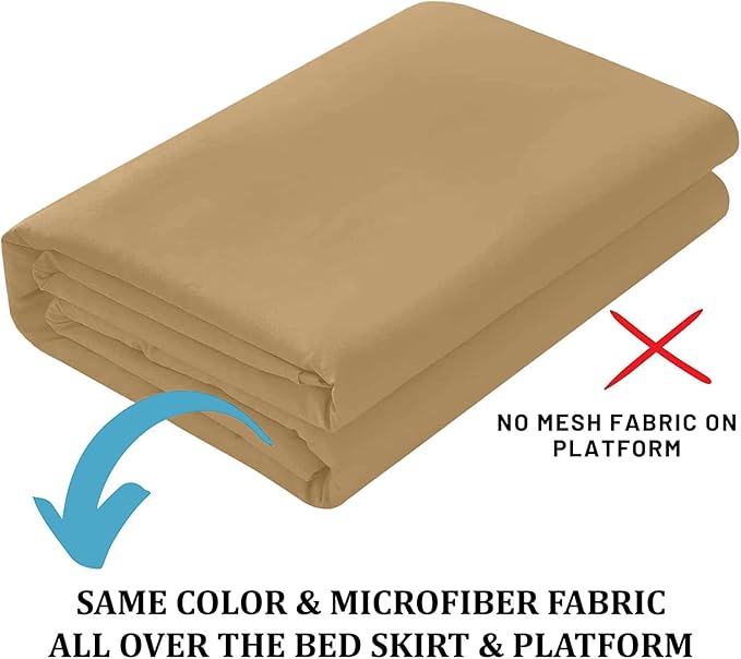 Ruffled Bed Skirt with Split Corners, Taupe, Twin 14 Inch Drop Bedskirt, Hotel Quality Brushed Microfiber Wrinkle Free Dust Ruffle Bed Skirt Twin Size