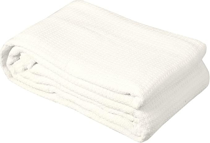 DOLLCENT 100% Cotton Queen Size Blanket for Bed, Premium Soft Combed Lightweight Blankets, Washed Breathable Cozy Bed Throw Blanket, Ivory Queen Cotton Blankets for All Season: Ivory (90"x90")