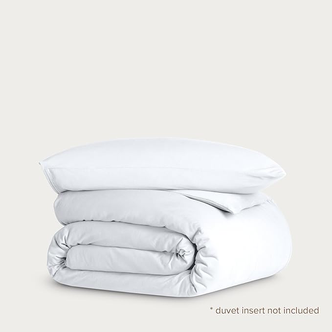 Bare Home 100% Organic Cotton Jersey Duvet Cover Set - Twin/Twin XL Size - Ultra Soft - 100% Cotton - 2pcs - Corner Ties - Button Closure - Envelope Pillowcase (Twin/Twin XL, White)