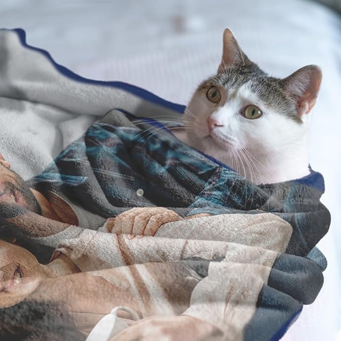 Custom Sherpa Fleece Blanket with Photos, Text, Soft, Warm, Fuzzy Personalized Couples Gifts for Boyfriend, Girlfriend
