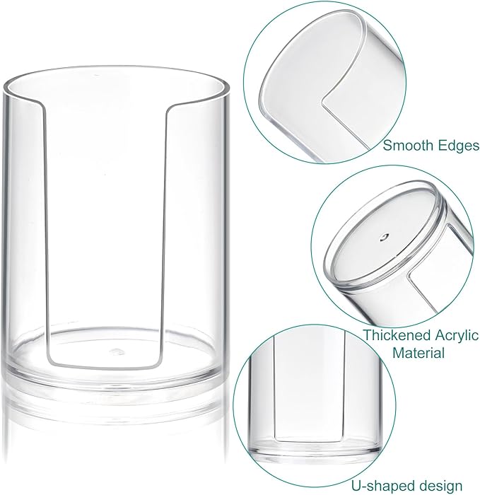 Bathroom Cup Dispenser, Small Paper Cups Holder Fit 3oz Disposable Mouthwash Cup, Clear Plastic Cup Dispenser for Bathroom Vanity Countertop (4 Pack)