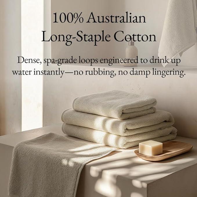 Italic Serene Ultraplush Cotton Bath Towels, 4-Pack (2 Sets of 2), Sand, Large, 800GSM, 100% Cotton, Heavy Duty, Resort Grade Towels (Sand)