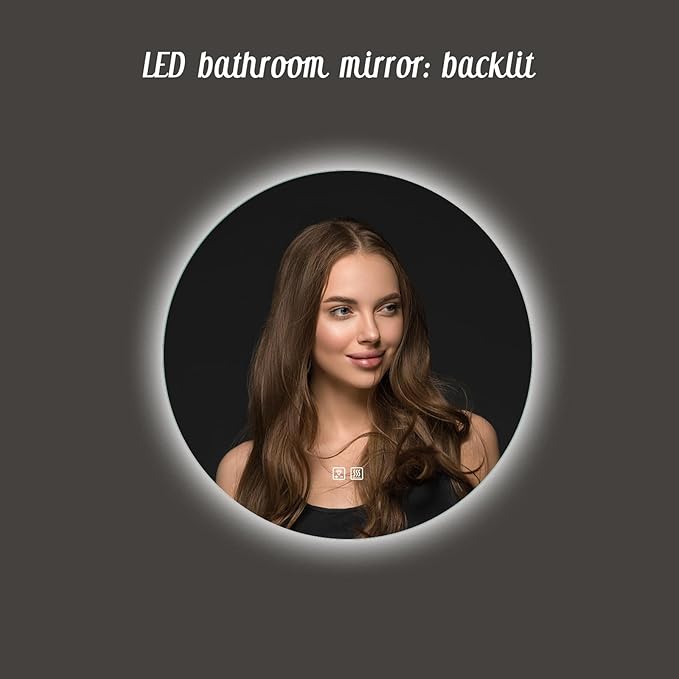 APRILSOUL 36 Inch Round LED Backlit Bathroom Mirror, Vanity Mirror with Anti-Fog, Touch Button, 3 Colors and Dimmable Light