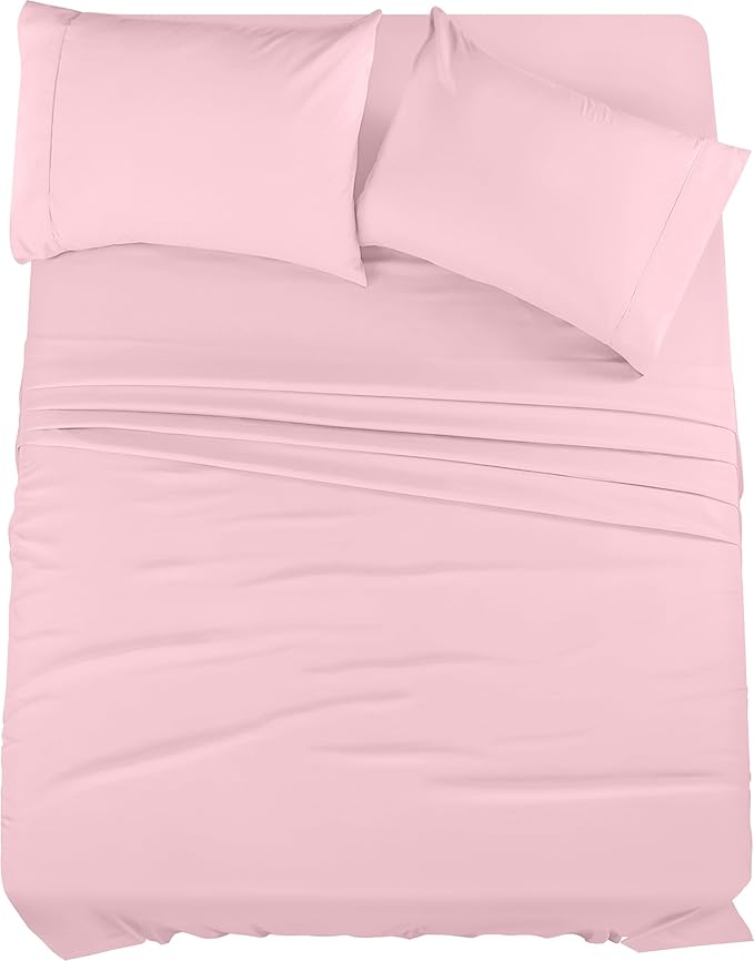 Utopia Bedding Queen Bed Sheets Set - 4 Piece Bedding - Brushed Microfiber - Shrinkage and Fade Resistant - Easy Care (Crystal Pink)