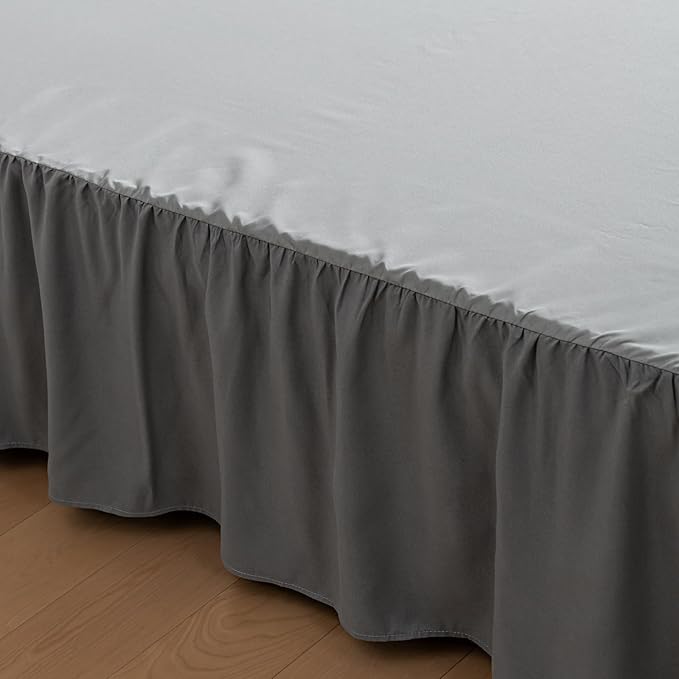 Bed Skirt King Size Ruffled Bed Skirts with Split Corners, 14 Inch Drop Dust Ruffle Bed Skirt with Platform, Gray