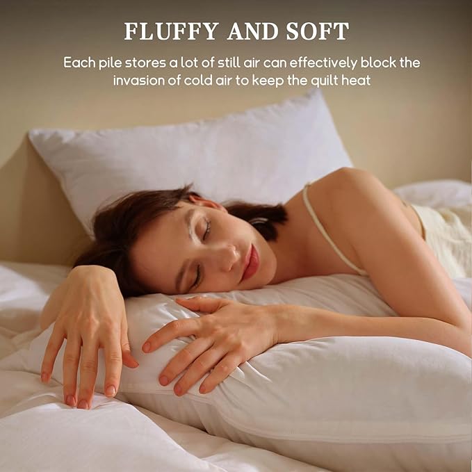 BHZ Goose Down Feather Pillow Queen Size Set of 4, Luxury Hotel Alternative Collection Bed Pillow for Sleeping Firm Soft Support for Side & Back Sleepers, White, 20x28 Inch
