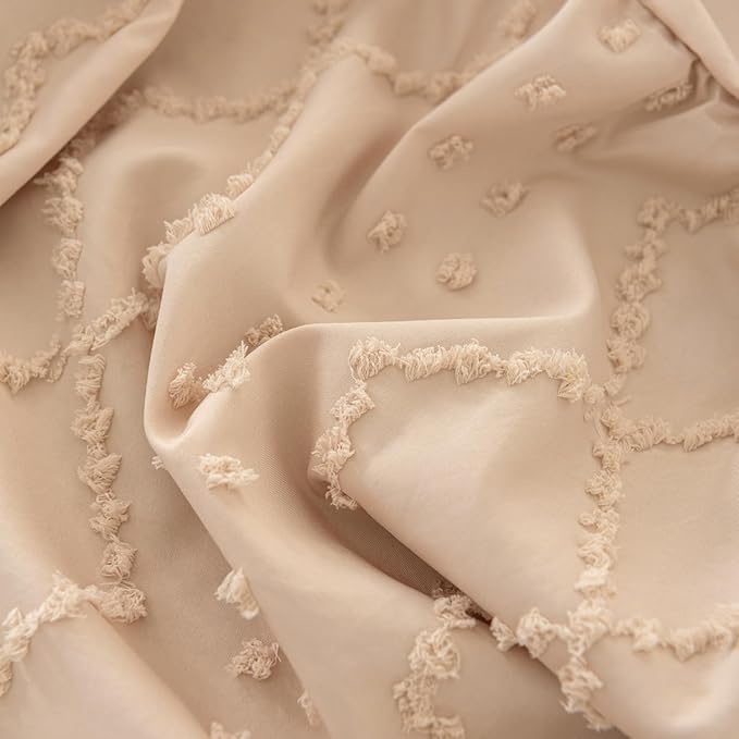 Bed Skirt Queen Size Ruffled Bed Skirt with Split Corners, 18 Inch Drop Dust Ruffle Bed Skirts with Platform, Boho Tufted Shabby Chic Queen Size Bed Skirts, Cream