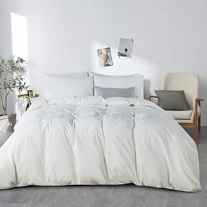 1000 Thread Count King Duvet Cover 100% Egyptian Cotton Hotel Luxury Quality 1 Piece Comforter Cover All Season Breathable Zipper Closure & Corner Ties (Cal King/King, White)