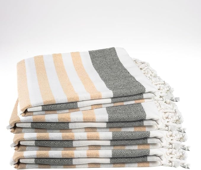 Cotton Turkish Beach Towel with Towels Oversized 36"x72" Pool Absorbent Extra Large Quick Dry Sand Travel Towel (Sage & Sand, 4 Pack)