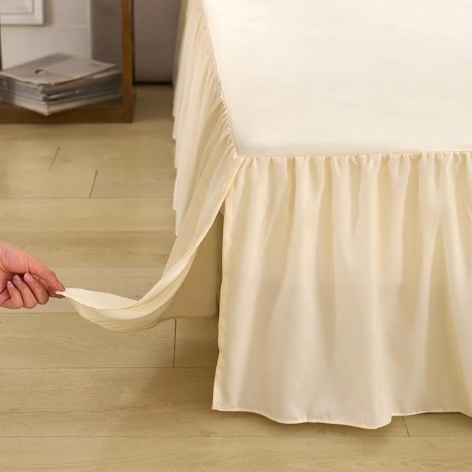 Bed Skirt Full Size Ruffled Bed Skirt with Split Corners, Full Bed Skirts 14 Inch Drop with Platform, 14'' Full, Beige