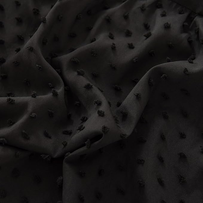 Tufted Dot Bed Skirt King Size Ruffled Bed Skirt with Split Corners, 14 Inch Drop Dust Ruffle Bed Skirts with Platform, Black