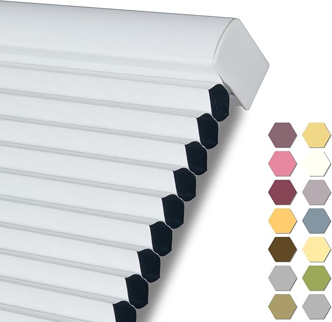 Persilux 100% Blackout Cordless Cellular Shades & Blinds Honeycomb Blinds Bottom up Thermal Insulated Window Shades for Home, Windows and Kitchen, White, 31" W x 72" H