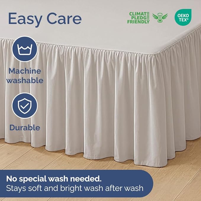 Bedskirt Twin Size Ruffle - 18 inch Drop Dust Ruffle Bed Skirt with Platform - Soft, Easy Fit, Premium Hotel Quality - Wrinkle, Fade & Shrink Resistant - for Women, Men, Kids and Teens - Light Grey