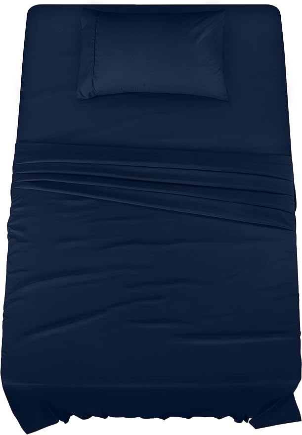 Utopia Bedding Twin XL Sheet Set – 3 Piece Bed Sheets for Twin XL Size Bed, Soft and Breathable Microfiber, Includes 1 Fitted Sheet, 1 Flat Sheet and 1 Pillowcase (Navy Blue)