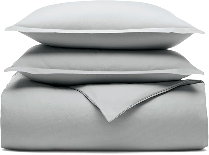 BOLL & BRANCH Flannel Duvet Set - King/Cal King, Shore - Luxury 100% Organic Cotton - 1 Duvet Cover, 2 Shams - Velvety Soft, Warm & Breathable Weave