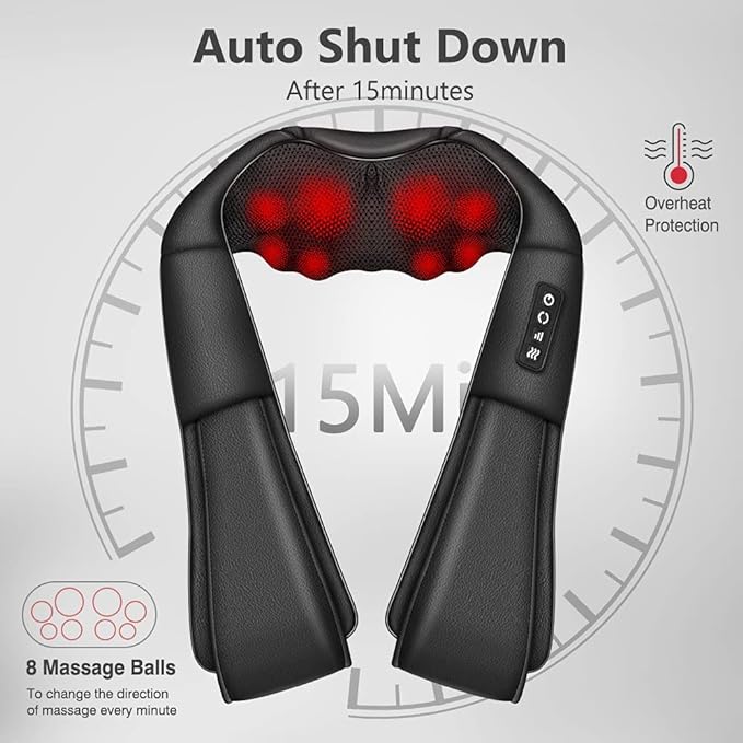 Neck Massager with Heat, Shiatsu Massager for Neck, Back, Shoulder, Foot and Leg, Deep Tissue 3D Kneading Massage for Relax Muscles at Home and Offie,Back Massagers for Women and Men