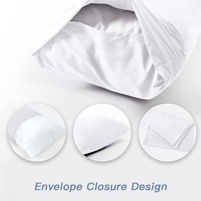 DOWNCOOL Luxury Full Body Pillow Insert with Fiber Cover - Ultra Soft Body Pillow for Sleeping - Breathable Long Bed Pillow Insert, 20"x54"(White, with Cover)