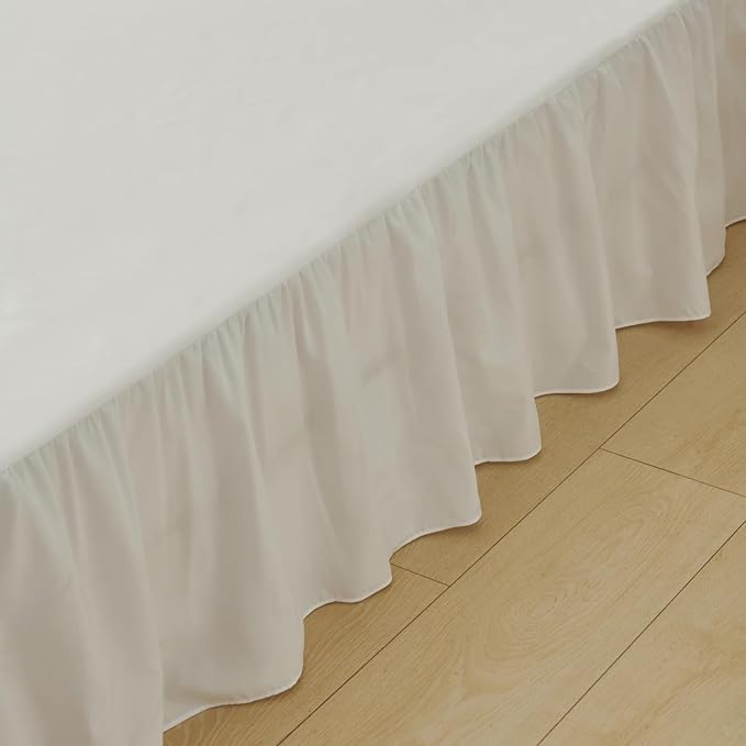 Bed Skirt Twin Size Ruffled Bed Skirt with Split Corners, Bed Skirts 18 Inch Drop, Bed Skirting with Platform, White, 18'' Twin