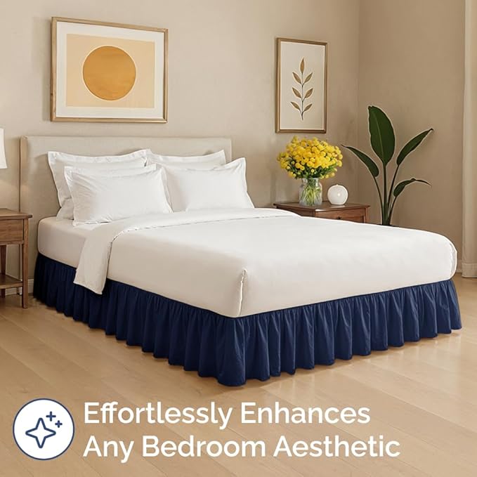 Bedskirt Twin Size Ruffle - 15 inch Drop Dust Ruffle Bed Skirt with Platform - Ultra-Soft, Easy Fit, Premium Hotel Quality - Wrinkle, Fade & Shrink Resistant - for Women, Men, Kids and Teens - Navy