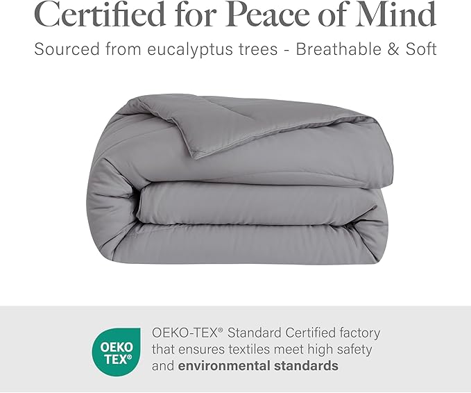 Modern Threads Tencel Lyocell Luxury Ultra Soft Down Alternative Comforter, Platinum, Queen