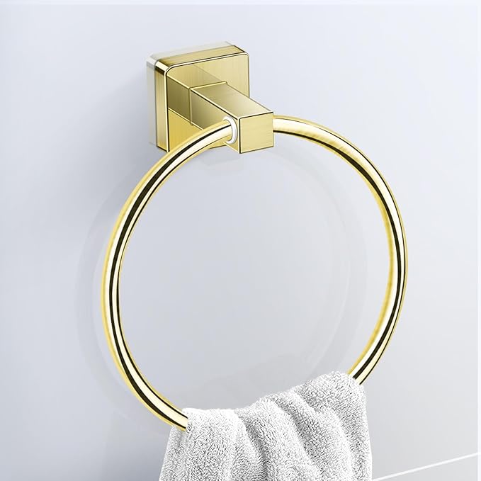 Bathroom Hardware Set 4 Pieces, Stainless Steel Gold Towel Bar Set, Includes 24In Towel Bar, Towel Ring, Robe Towel Hooks,Toilet Paper Holder, Bathroom Towel Rack Set