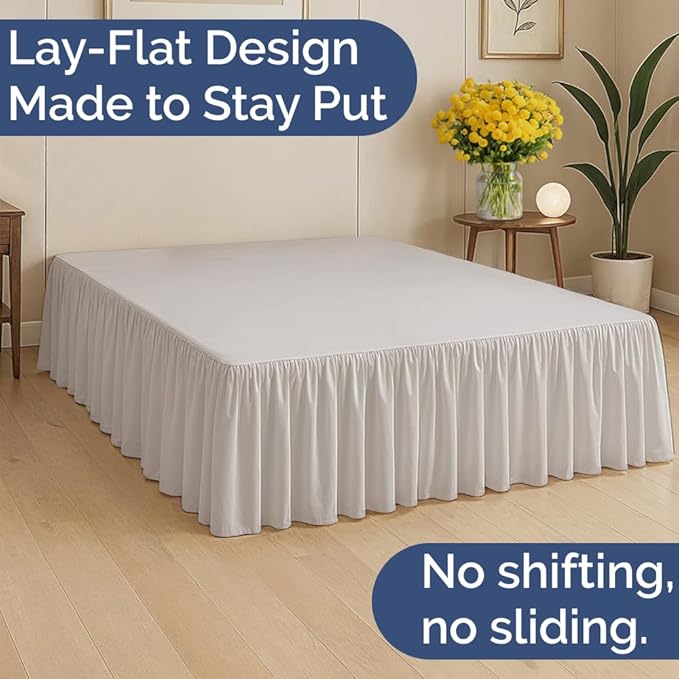 Bedskirt King Size Ruffle - 15 inch Drop Dust Ruffle Bed Skirt with Platform - Soft, Easy Fit, Premium Hotel Quality - Wrinkle, Fade & Shrink Resistant - for Women, Men, Kids and Teens - Light Grey
