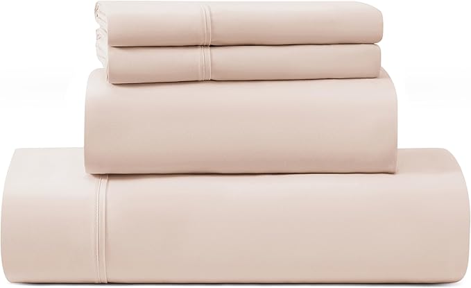 UGG Cali King Sheet Set 4-Piece Luxury Cooling Sheets Deep Pockets Premium Bedding with 2 Shams Hypoallergenic Machine Washable Soft Lightweight Bed Set for Room, California King, Shell Pink (Hedi)