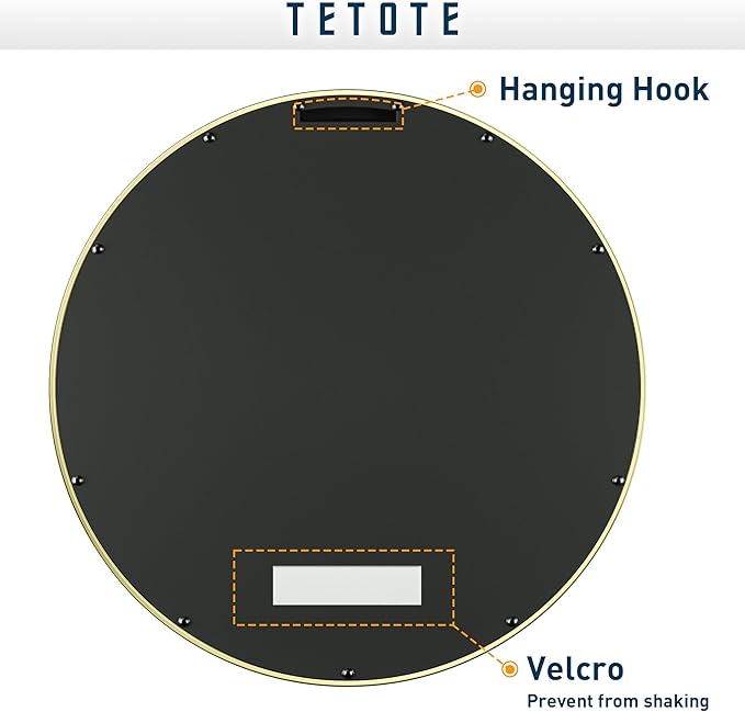 TETOTE Round Gold Bathroom Mirror, 30 Inch Circle Mirrors for Vanity, Champagne Gold Modern Brushed Metal Framed Wall Mounted Farmhouse Decorative Entryway Mirror Shatterproof