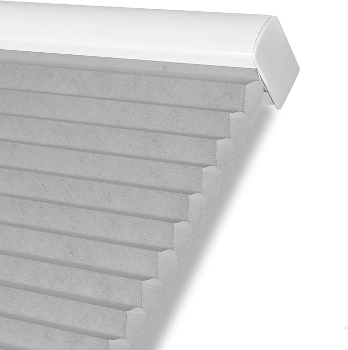 Persilux Light Filtering Cellular Blinds for Windows Pleated Cordless Roller Shades Room Darkening UV Protection Honeycomb Shades for Home, Windows and Bedroom, Dark Grey, 46" W x 54" H