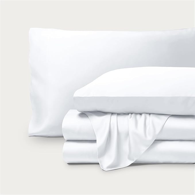Bare Home 100% Rayon Made from Bamboo Luxury Full Sheet Set - 4 Piece Bedding Set - Deep Pockets - Cooling Sheets - Breathable - Easy Fit - Soft Bedding Sheets & Pillowcases (Full, White)