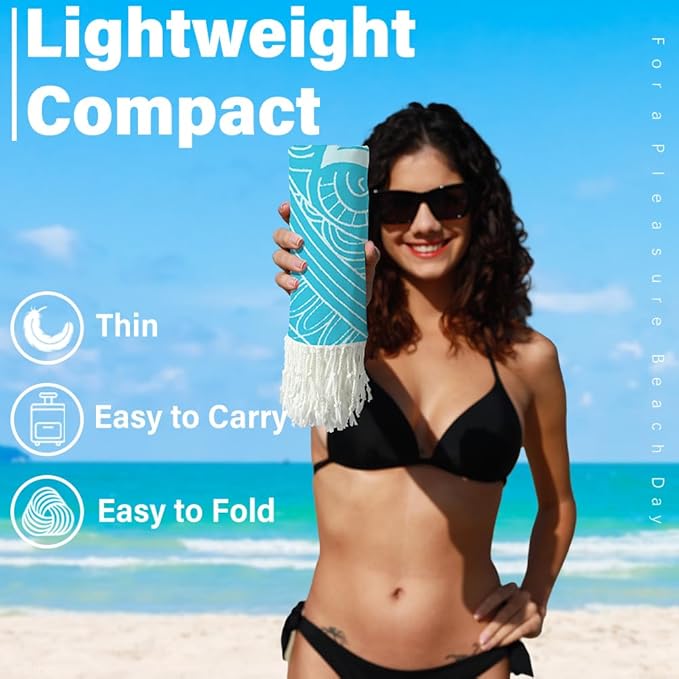 Turkish Beach Towel Quick Dry Absorbent Cotton Lightweight Thin Bathroom Bath Pool Swim Towels Extra Large Oversized Sand Free Beach Accessories Essentials Stuff Cloud Gift for Adults