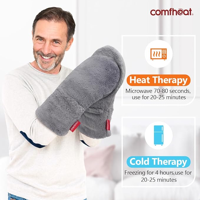 Microwavable Heating Mittens for Hand and Fingers to Relieve Arthritis Pain Heated Hands Mitts Moist Heat Therapy Relief for Stiff, Raynauds, Carpal Tunnel, Lavender Scented Gloves Washable