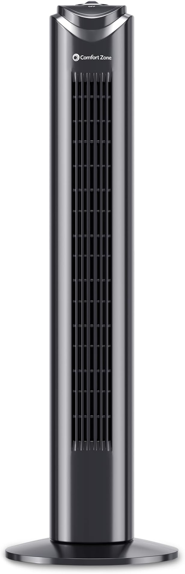 Comfort Zone Tower Fan for Bedroom, 32 inch, 3 Speeds, 90 Oscillation, Bladeless Indoor Fan, Built in Carry Handle, Portable Stand Fan, Black