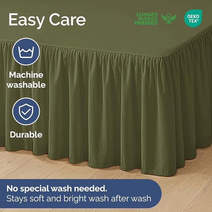 Bedskirt Twin Size Ruffle - 12 inch Drop Dust Ruffle Bed Skirt with Platform - Soft, Easy Fit, Premium Hotel Quality - Wrinkle, Fade & Shrink Resistant - for Women, Men, Kids and Teens - Sage Green