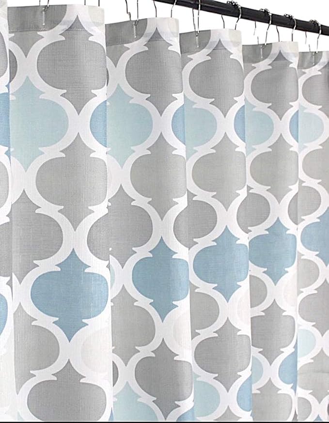 VCNY Home Universal Bathroom Fabric Shower Curtain for Men or Women: Muted Tones of Blue and Grey (Conrad Multi)
