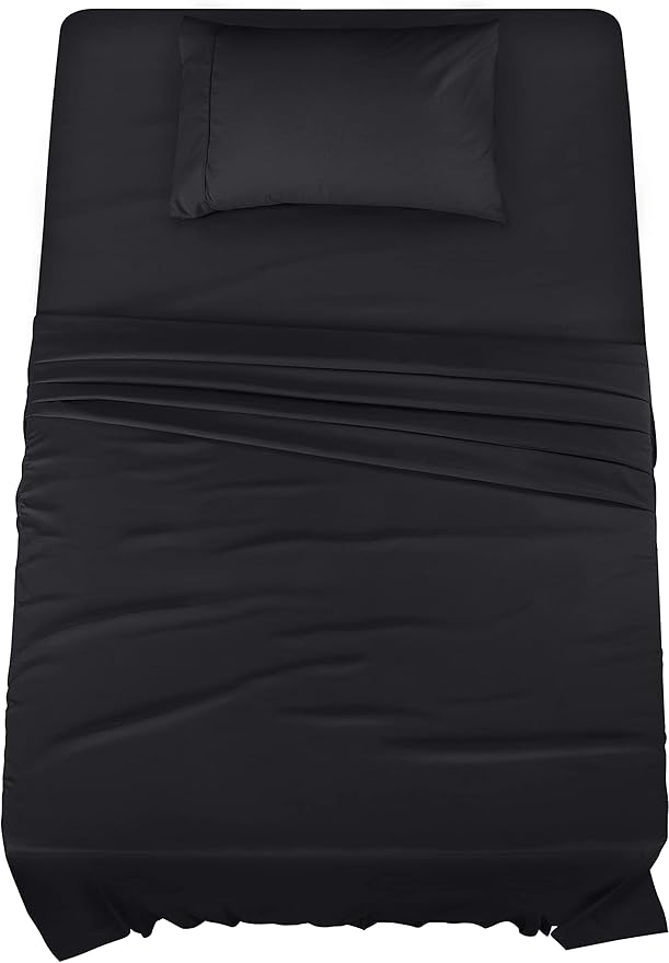 Utopia Bedding Twin XL Sheets - 3 Piece Bedding - Brushed Microfiber - Shrinkage and Fade Resistant - Easy Care (Twin Extra Long Black)