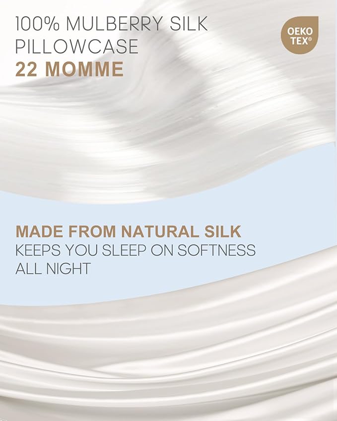 THXSILK Set of 2 100% Mulberry Silk Pillowcase for Hair and Skin, Grade 6A+ Mulberry Silk Pillow Cases 22 Momme, Hypoallergenic Pillow Case Cover with Zipper (California King 20"x40", White)