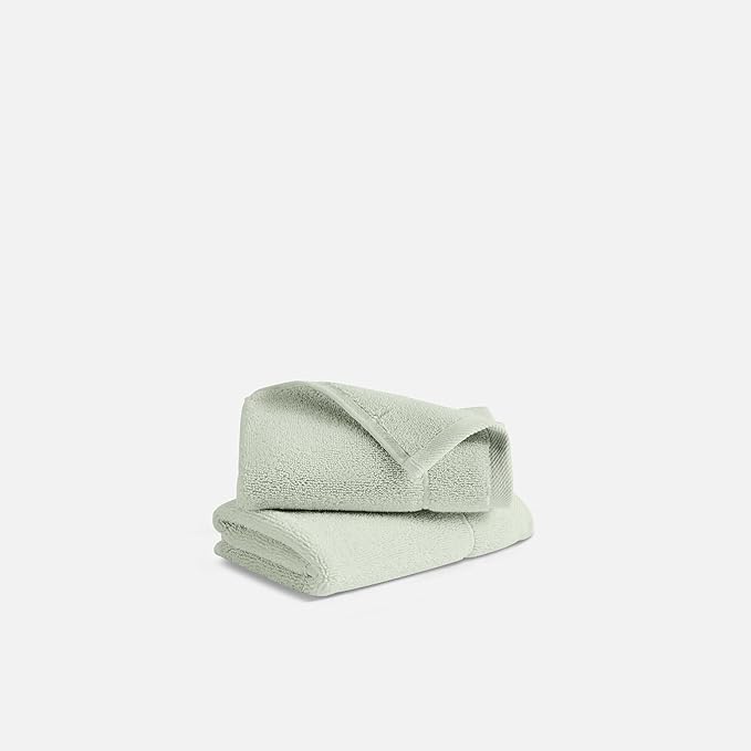 Brooklinen Super-Plush Turkish Cotton Washcloths Set of 2 Cotton, 820 GSM, Highly Absorbent, Machine Washable, Perfect for Home & Bathroom (13" x 13", Aloe Green)