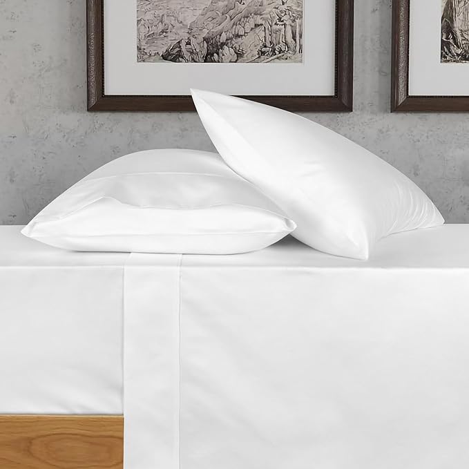 URBANHUT 700 Thread Count Egyptian Cotton Sheets King Size, 4Pc Sheet Set Soft Luxury Bed Sheets for King Size Bed, Sateen Weave Hotel Sheets, 16'' Elasticized Deep Pocket - White