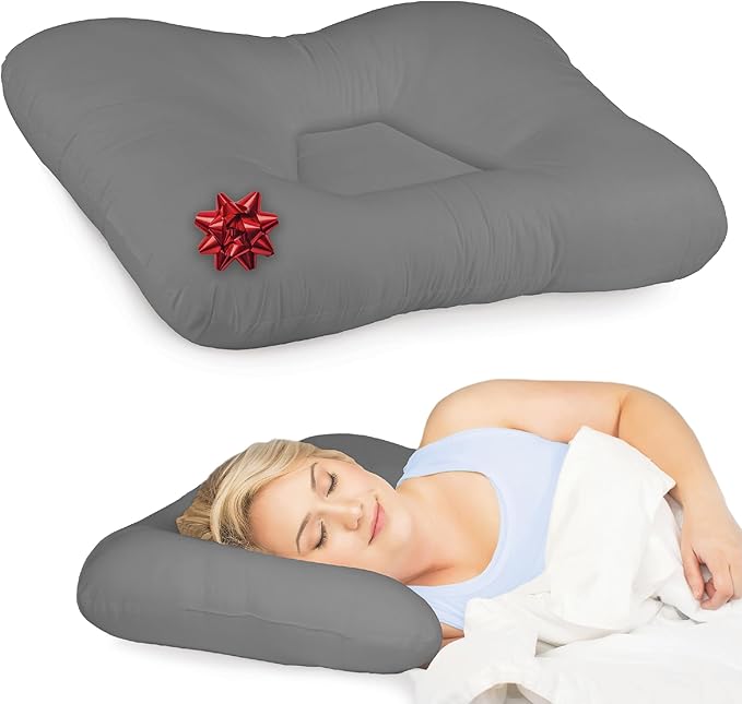 Core Products Tri-Core Cervical Support Pillow – Firm Orthopedic Neck Pillow for Pain Relief, Great Gift for Back and Side Sleepers – Ergonomic Contour Pillow – Assembled in USA, Midsize, Gray