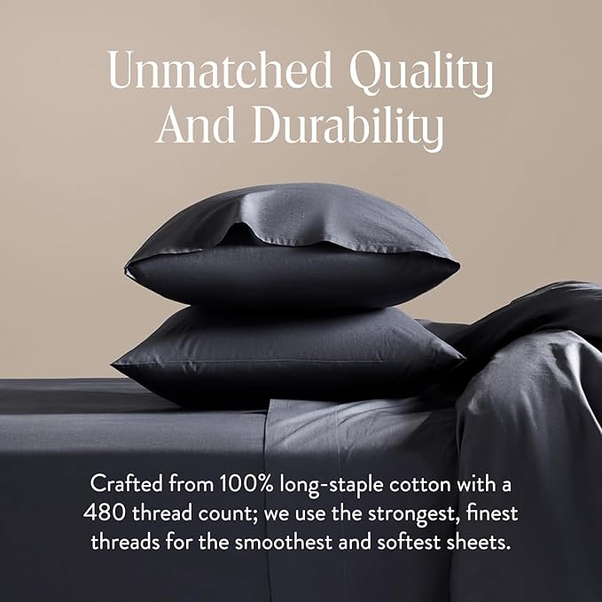 Brooklinen Luxury Sateen Duvet Cover Set - 100% Cotton, Full/Queen Size in Slate Grey - Includes 1 Duvet Cover and 2 Standard Pillowcases - Best Full/Queen Duvet Covers