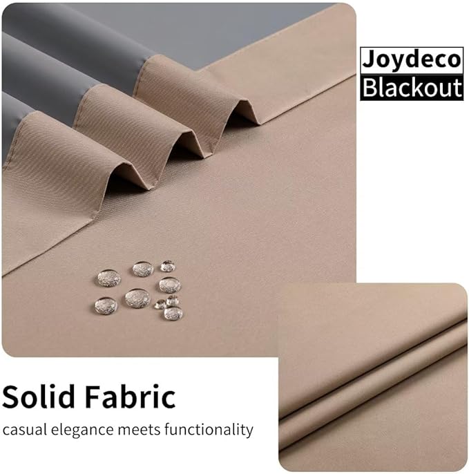Joydeco Taupe Blackout Curtains 72 Inches Long, Short Blackout Curtains 2 Panels Sets for Bedroom Living Room, Room Darkening Drapes 72 Inches Long Solid Drapes&Curtains for Windows with Grommets