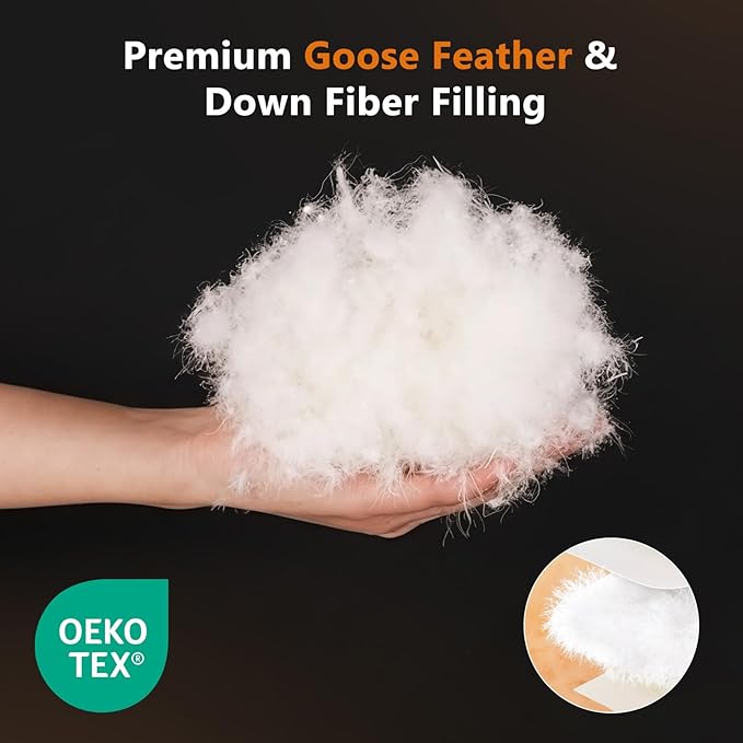 DROVAN Goose Feather Down Fiber Comforter Queen Size - 100% Cotton Duvet Insert with 8 Corner Loops - Luxurious All-Season Hotel Collection, 90x90 Inch