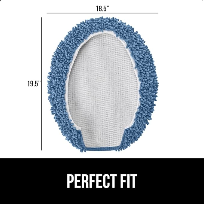 GORILLA GRIP Soft Chenille Bathroom Toilet Lid Cover, Machine Washable Seat Covers, 19.5x18.5, Stays in Place Rubber Backing, Fits Most Round, Elongated and Oblong Lids, Accessories Decor, Blue