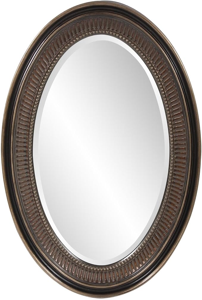 Howard Elliott Ethan Bronze Oval Decorative Wall Hanging Mirror, Vintage Oval Mirror for Wall Decor Resin Frame Vanity Mirror Perfect for Living Room, Bedroom & Home Decor, 21 x 31 Inch
