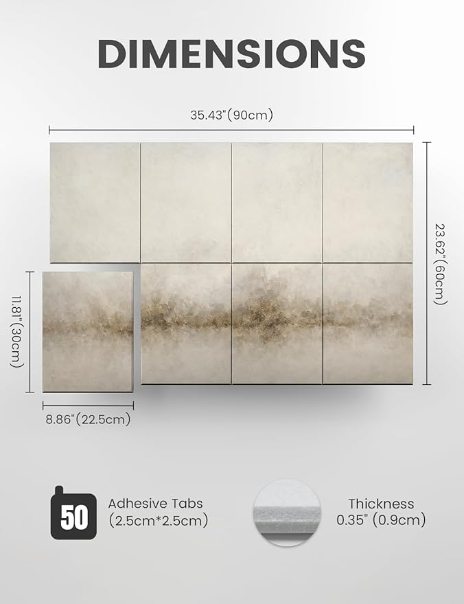 Wall Art Acoustic Panels,35''X24''Soundproof Wall Panels-8-Pack with 50 Adhesive Tabs, Decorative Sound Absorbing Panels for Living Room and Recording Studio, Offices-Dawn Embrace