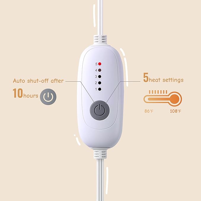 Electric Heated Blanket Full Size 72"x84", Ultra-Soft Heating Blanket with 5 Heat Levels & 10-Hour Auto Off, Fast Heating for Winter Comfort, Grey