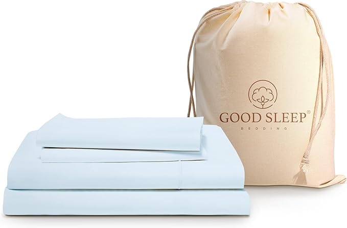 1000 Thread Count Egyptian Cotton Sheets Twin XL Size, 4 Pc Luxury Sheets Set, Long Staple 100% Cotton Sheets for Twin XL Size Bed, 18" Deep Pocket Hotel Style Sheets, Sateen Sheet Twin XL, Light Blue